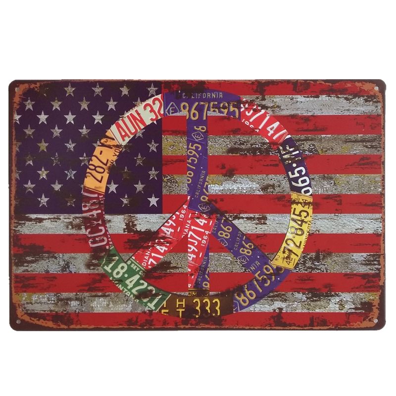 2019 Usa Flag Retro Rustic Tin Metal Sign Wall Decor Vintage Tin