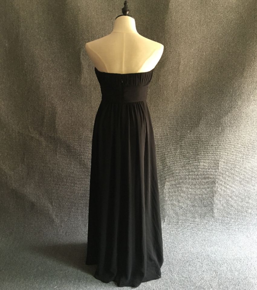 black pleated chiffon dress