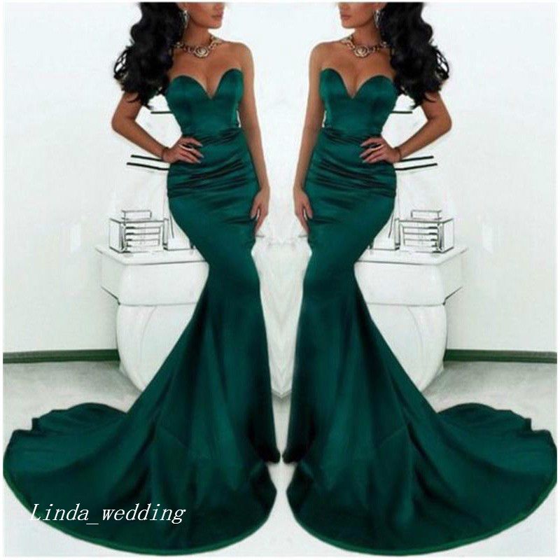 emerald green long prom dress
