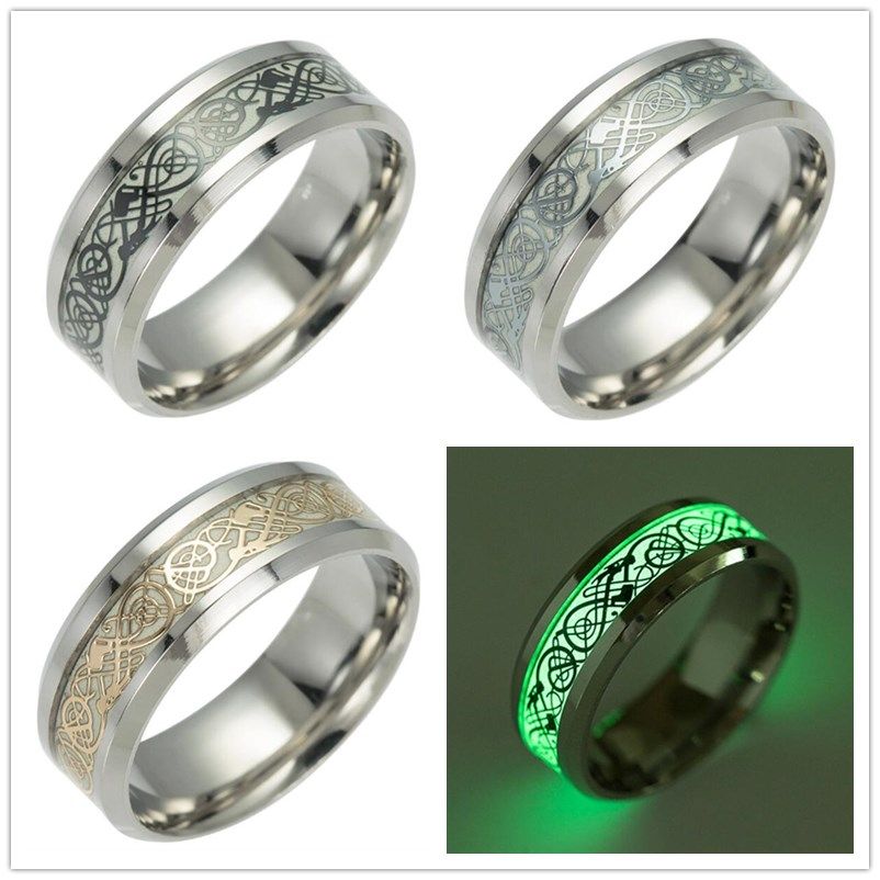Men/'s Ring Luminous Dragon Rings for Men Women Rings Glow In The Dark Ring WE