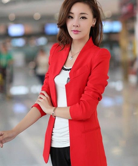 Nuevas Chaquetas Para Mujer Sólido Delgado Señoras Botón Blazer Mujer Trajes Cinco Colores Rojo / Negro De 23,55 € | DHgate