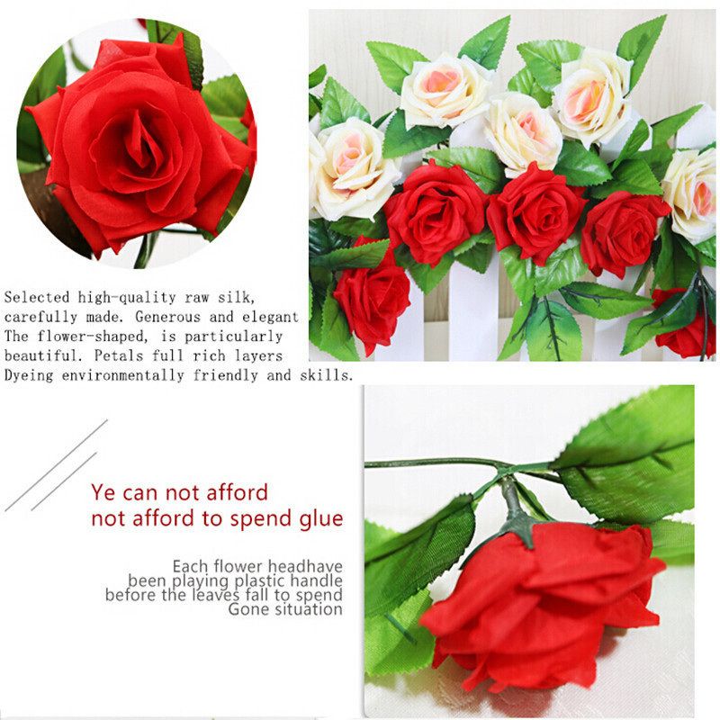 Decorative Flowers & Wreaths Online Sale 240cm Fake Silk Roses Ivy Vine