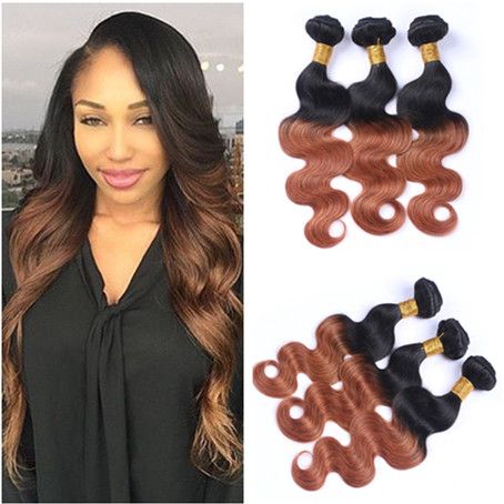 Dark Root 1b 30 Ombre Brazilian Human Hair Extensions Body Wave