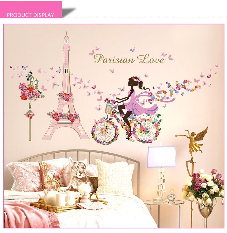 Wholesale Flower Fairy Girl Cycling Wall Decor Bedroom Living Room Background Wall Sticker Removable Waterproof Pvc Home Decoration 31 5x57 Tinkerbell