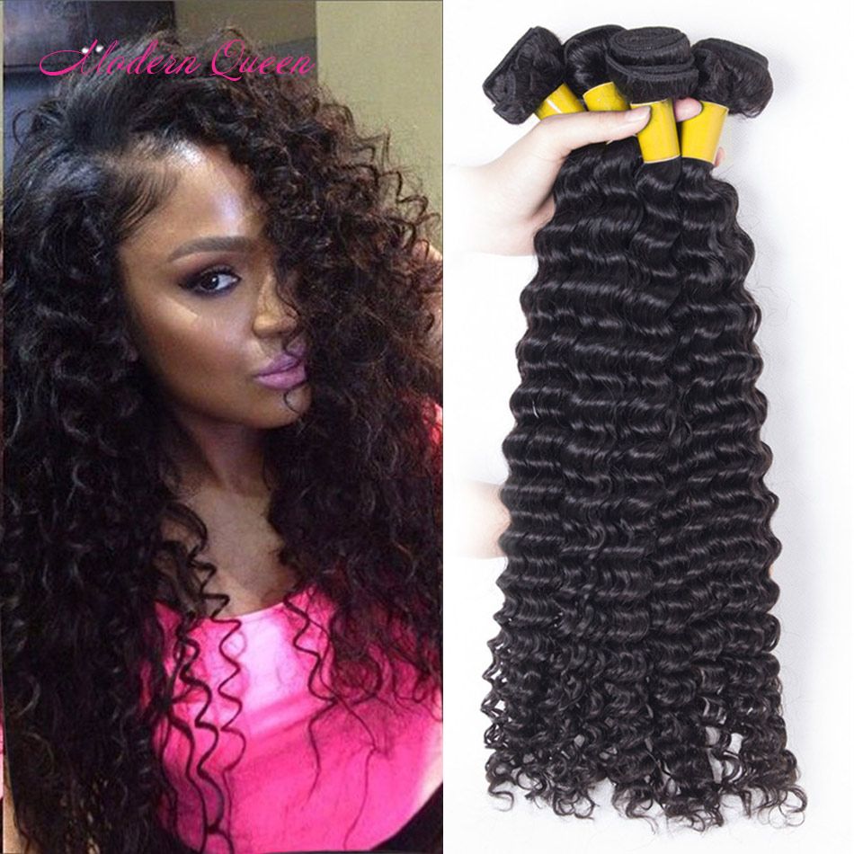 8a Grade Peruvian Deep Wave Curly Hair Weave 4 Bundles Deal