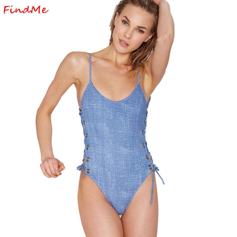 denim swimsuit