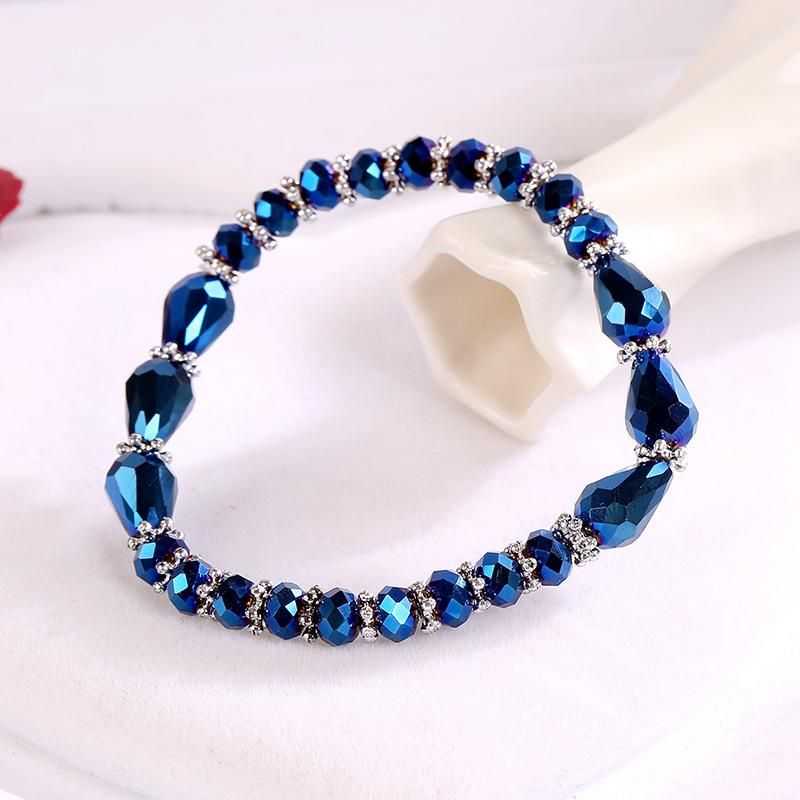 Contento Párrafo lanzamiento Nuevo estudiante lindo pulsera de cristal brazalete para las mujeres  pequeñas perlas brillantes diseño de moda