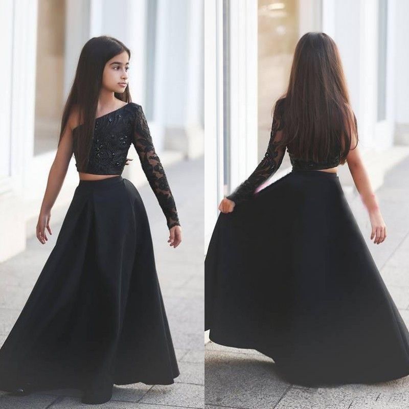 crop top gown black