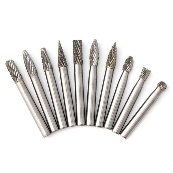 UK 10pcs Tungsten Steel Carbide Burr Grinding Head Grinder Rotary Drill Wood Set
