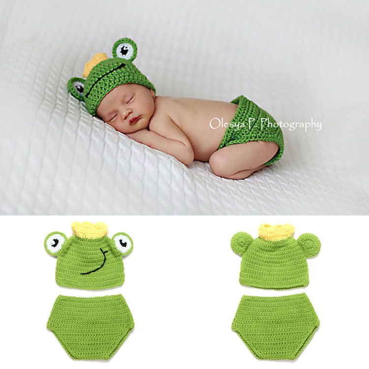 Newborn Baby Girl Boy Clothes Frog Hat Crochet Knit Costume Photo Prop Caps UK