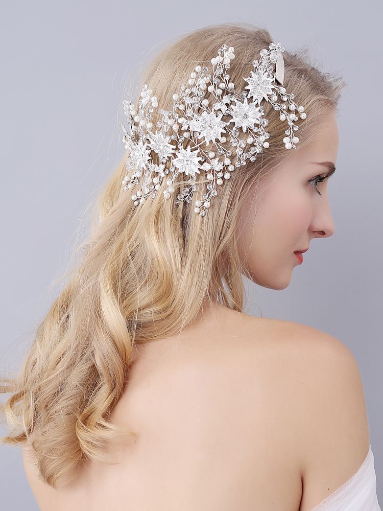 Luxury Flowers Tiaras Hair Accessories Gold Silver Bridal