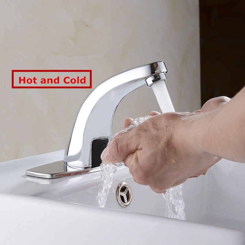 Automatic Hands Touch Free Sensor Faucet Hot& Cold Water Mixer Tap Battery Power 