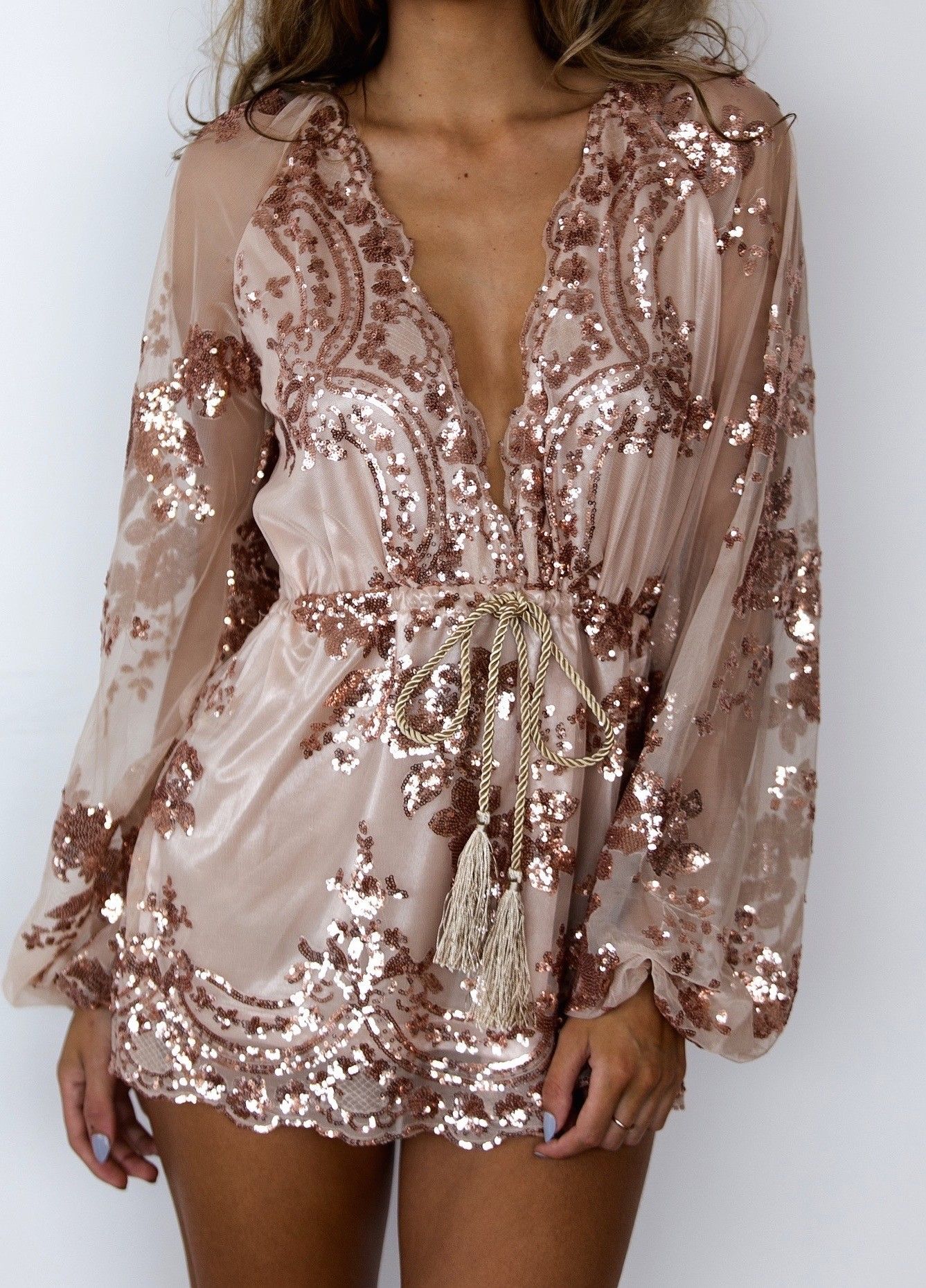 sequin playsuit gold