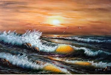 2020 Framed Seascape Surf Sunset Bright Orange Red Waves Beach Rock Pure Hand Painted Seascape Art Oil Painting Canvas Multi Sizes Available John From Myartworld 69 65 Dhgate Com