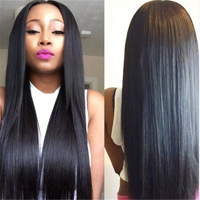 Natural Color Black 18inch Long Straight Glueless Peruvian Hair