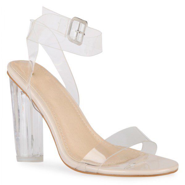 2016 Kim Kardashian Pvc Bridal Wedding Shoes Clear Square Heels