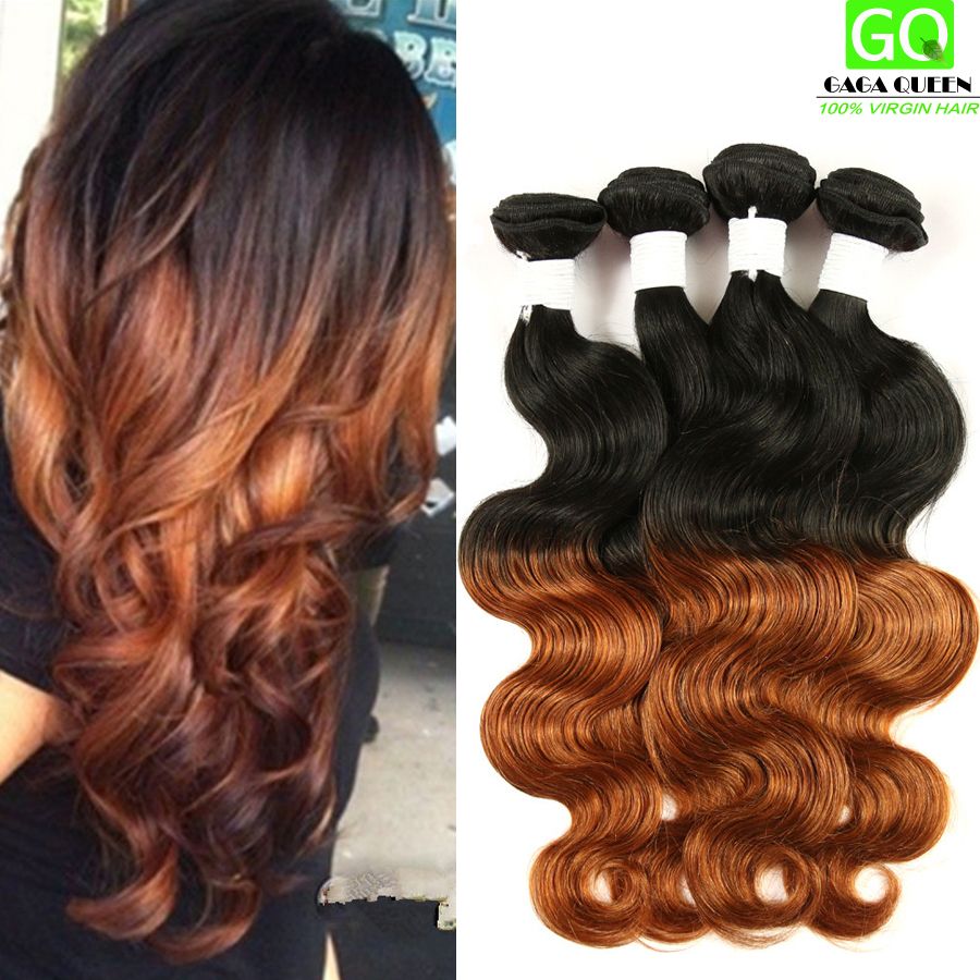 Indian Remy Human Hair Ombre Dip Dye Two Tone Indian Virgin Body