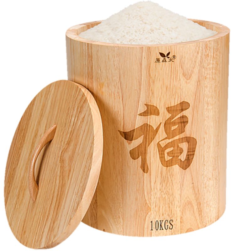 Solid Wood Rice Bucket Rice Storage Box Sealed Rice Tank Pest Control