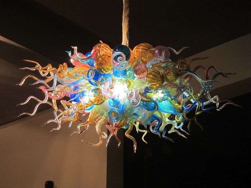 Modern Art Glass Pendant Lamps 100 Handmade Decorative Meeting Room Colorful Flush Mount Crystal Chandelier Hanging Lights Light