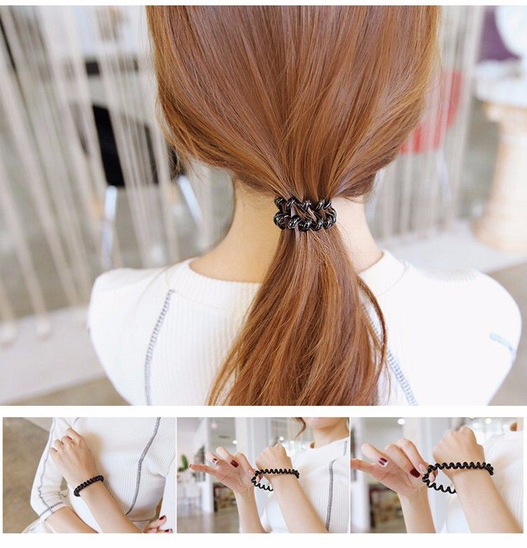 Colorful Hair Ties Stretchy Telephone Wire Coil Circle Hair Tie