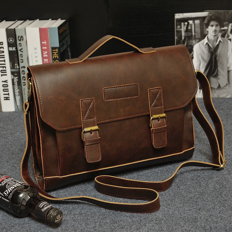 Men's Shoulder bag Handbag Casual Tote Cow Leather Briefcase Messenger bag