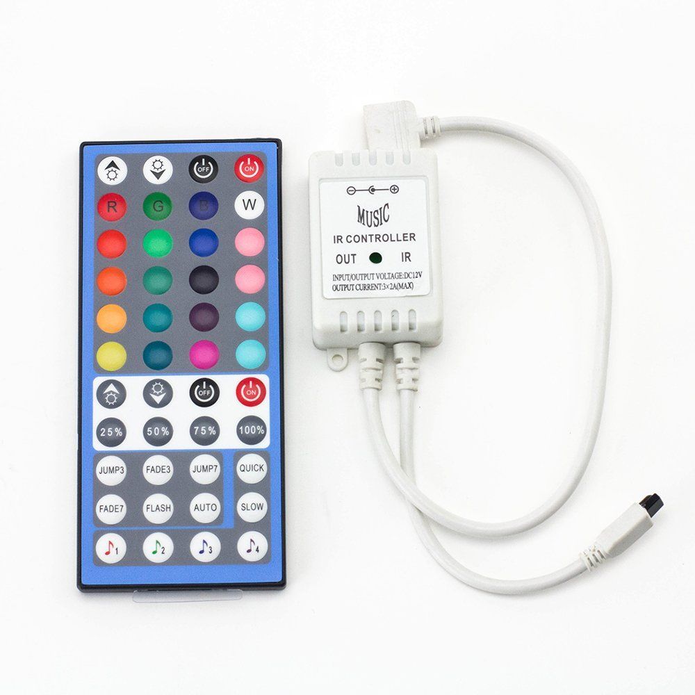 2018 Rgbw Rgbww Led Strip Light 44 Key Ir Remote Controller Rgbw Rgbww Led Strip Light 44 Key Ir Remote Controller 12v 2a Sound Activated