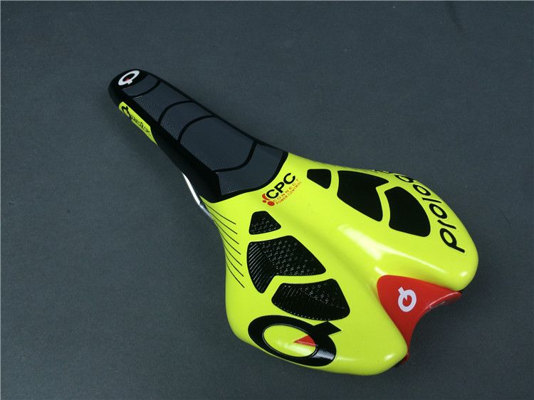 yellow road bike saddle