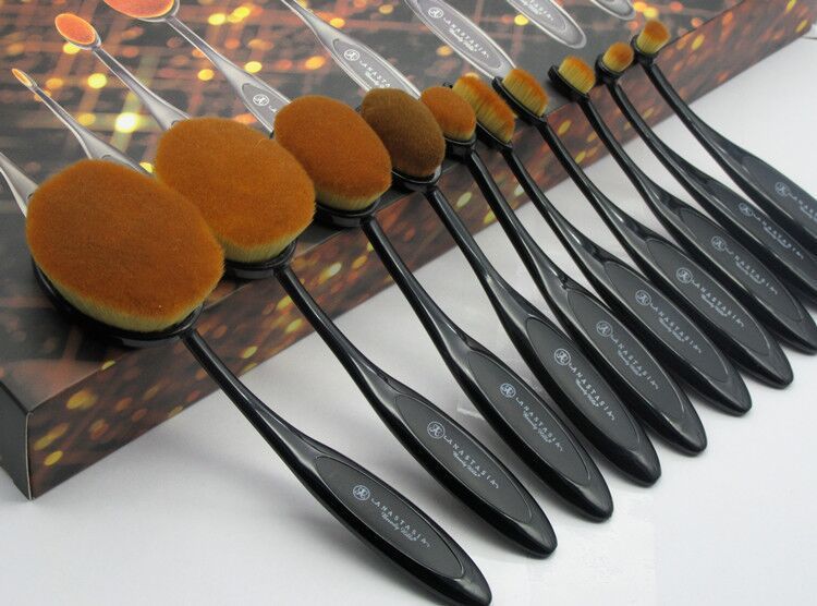 Maquillaje CALIENTE Anastasia oval del cosmético del cepillo Fundación BB Cream Powder Blush Herramientas 10 pedazos Maquillaje CALIENTE Anastasia oval del cosmético del cepillo Fundación BB Cream Powder Blush Herramientas 10 pedazos