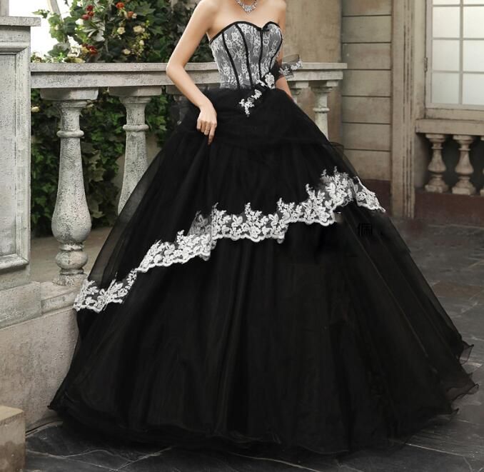 Black And White Prom Dresses Gothic 