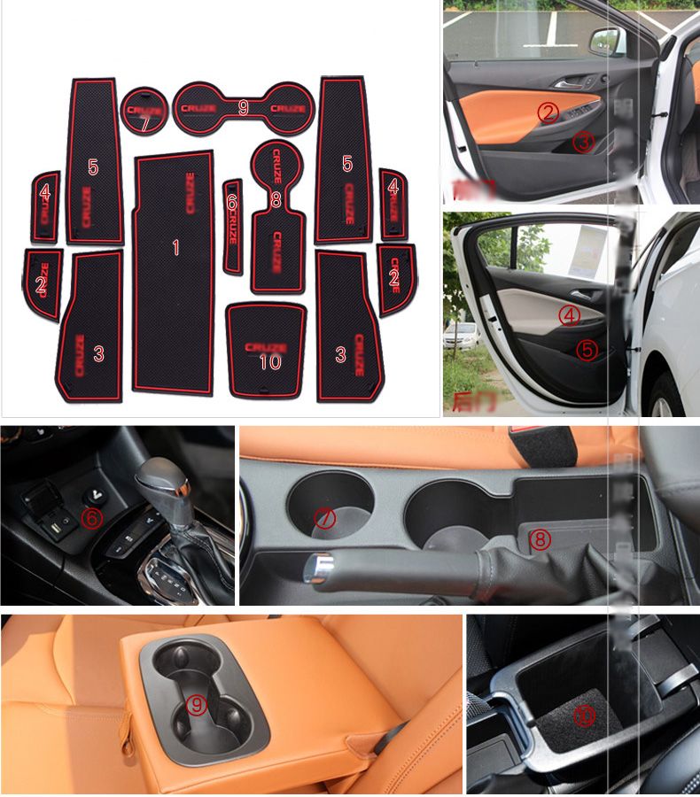 Non Slip Rubber Interior Car Door Armrest Storage Panel Mat Cup Holder ...