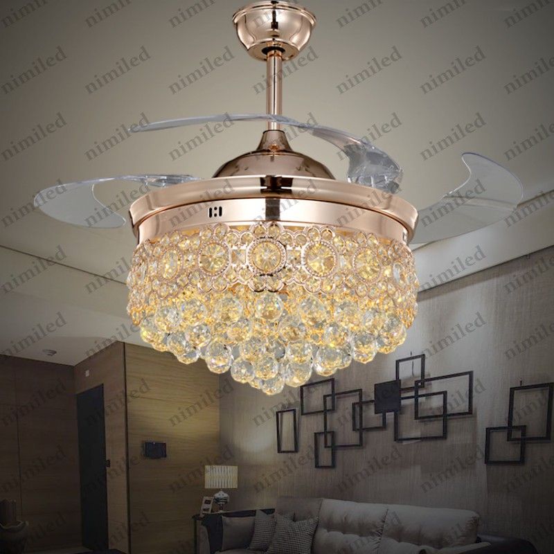 2020 Nimi843 36 42 Crystal Invisible Ceiling Fan Light Lights