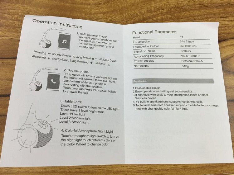 flexible desk lamp t1 speaker