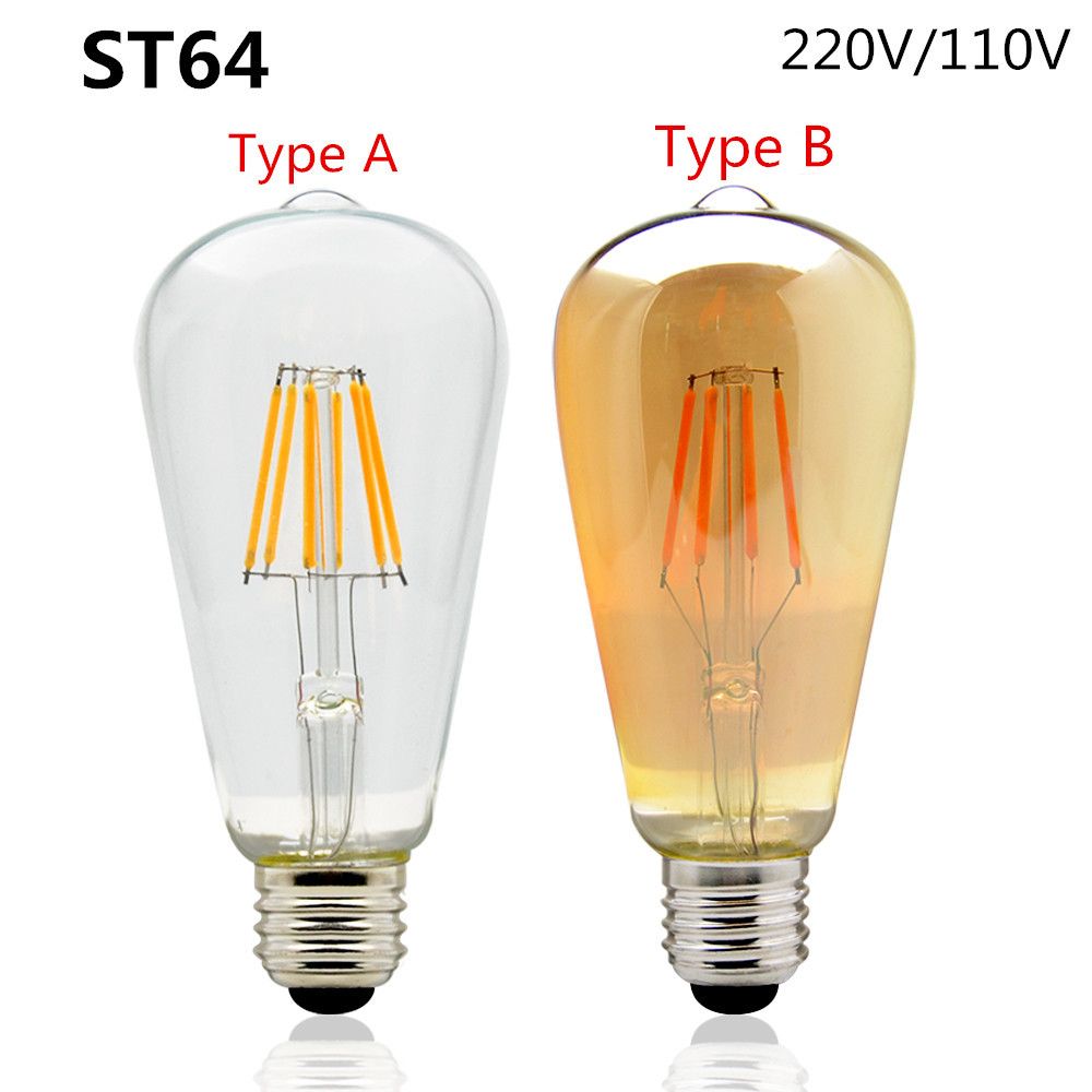 Details about   Aamsco ST64-4W4S E27 LED ST64 Antique Filament Lamp 4W 2700K Dimmable E26 120V 