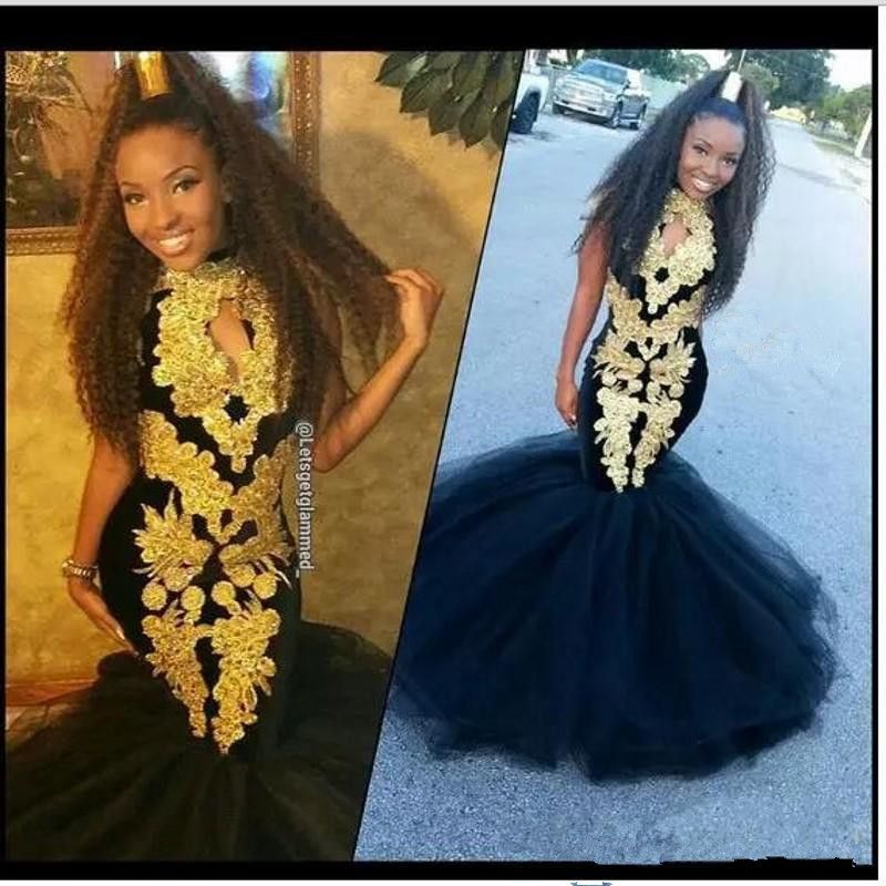 Prom dresses 2019 black and gold on sale
