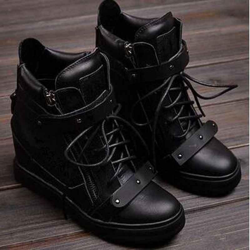 black high top wedges