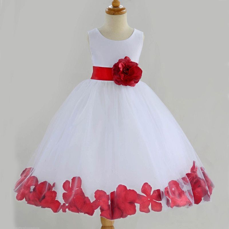 red flower girl dresses cheap