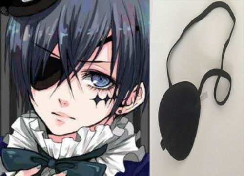 Grosshandel Hot Japanischen Anime Black Butler Ciel Phantomhive Cosplay Augenklappe Geschenk Cosplay Zubehor Schwarz Pu Freie Grosse Von