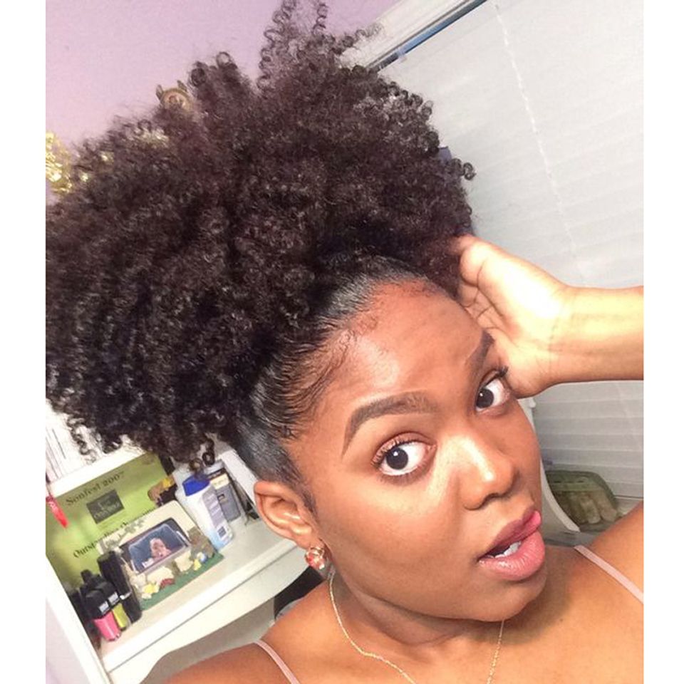 Brazilian Short Human Hair Ponytail 10 20inch Clip In High Afro