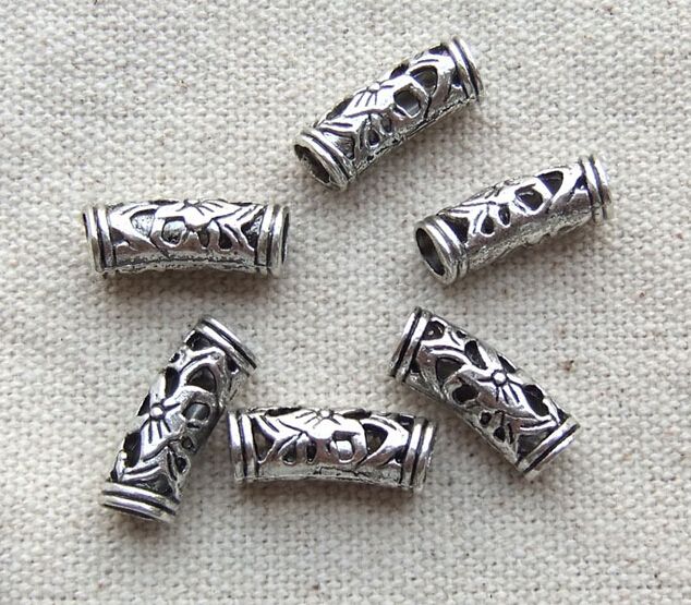 DREADLOCK BEADS Grânulos De Metal Prata Esculpida Tibetano Conjunto de Acessórios de Cabelo Decoração Grande Buraco Beads Cuff Clipe