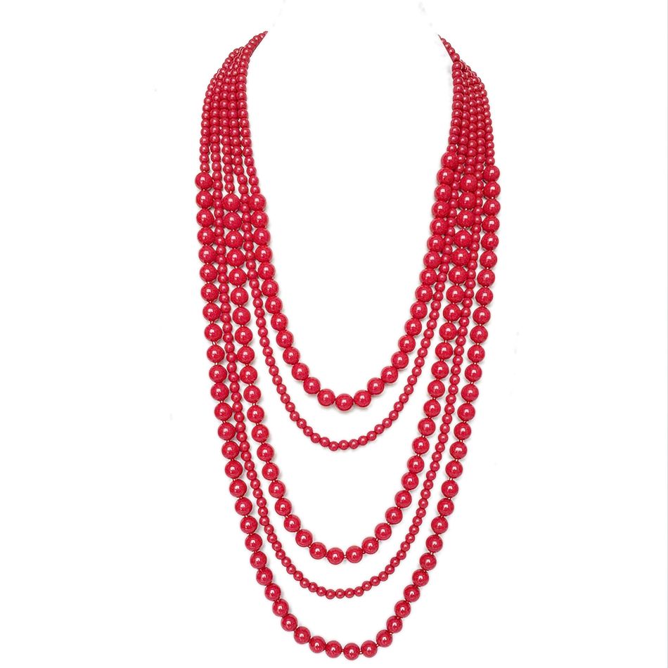 Rojo De La Collar Del Collar Nuevo Del Diseño Del Grano De Acrílico, Collar Popular De Las Mujeres Del Día De Fiesta De La Moda De 3,47 € | DHgate