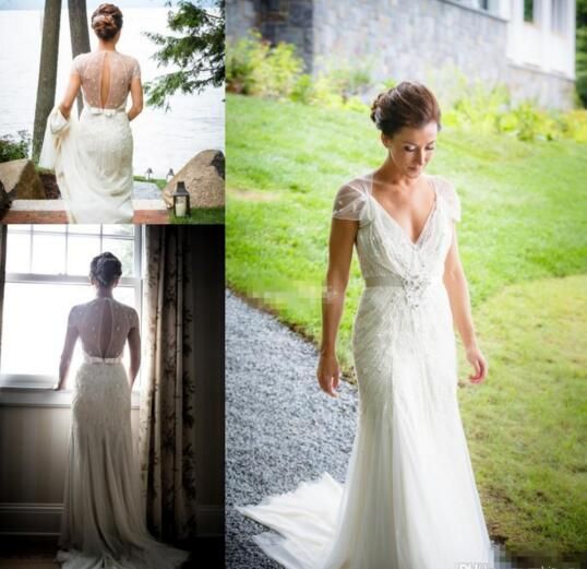 Discount Jenny Packham Wedding Dresses Spring A Line Short Sleeves