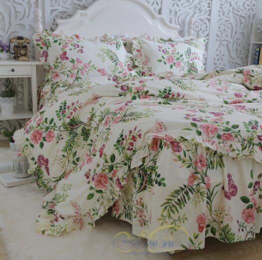 Green Leaves Red Flowers Plants Flowers Twill Pure Korean Princess