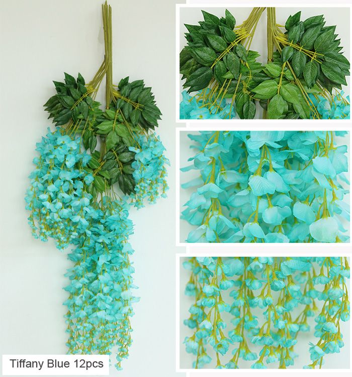 2021 110/75cm Artificial Wisteria Vines Silk Bulk Blue Wisteria