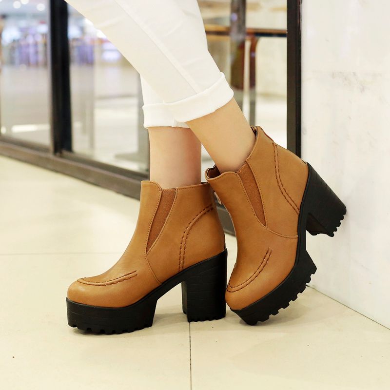 2016 nuevas botas botas para mujer botines vaquero dedo del pie de la almendra