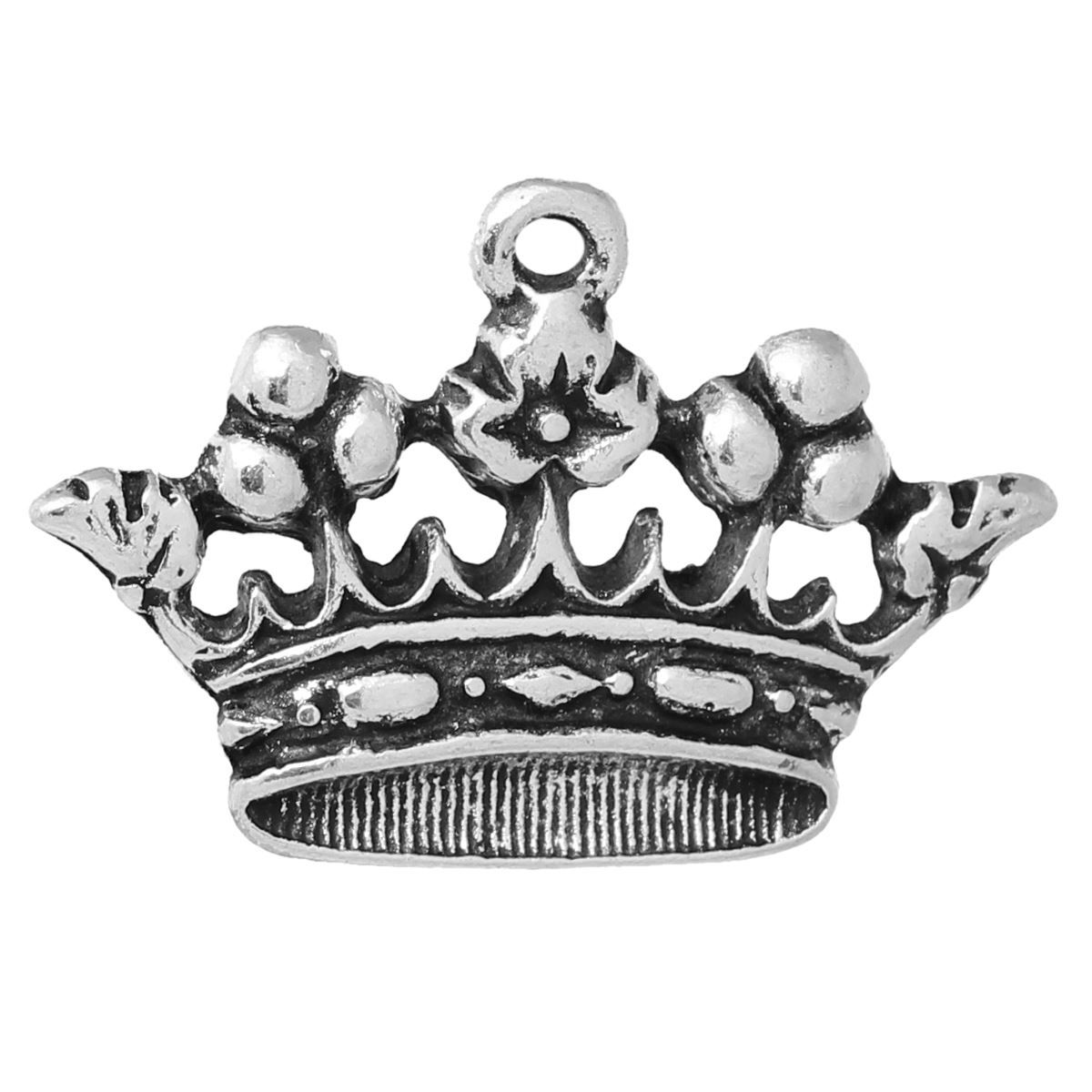 2021 Wholesale Charm Pendants Crown Antique Silver 30mm1 1/8 X 20mm 6/8