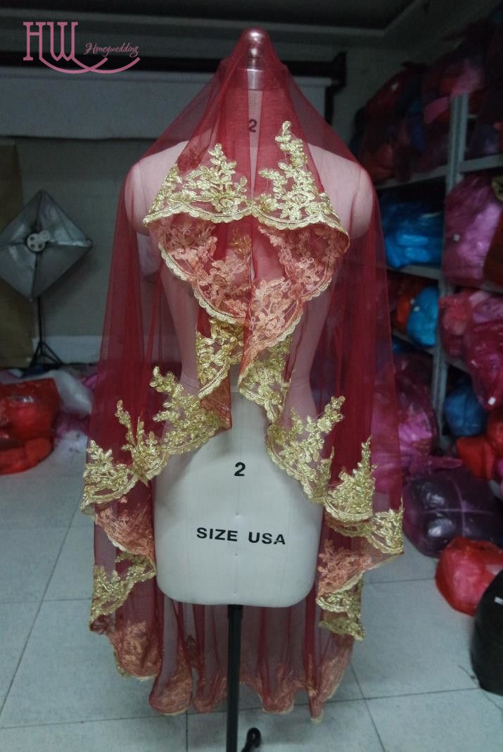 maroon wedding veil