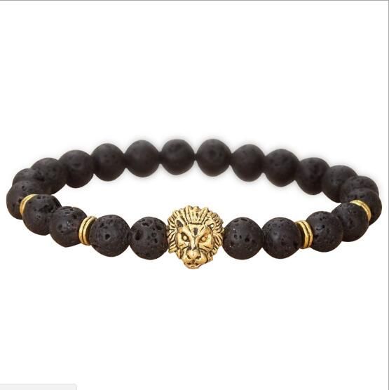 Black Lava+Gold Plated Lion Head