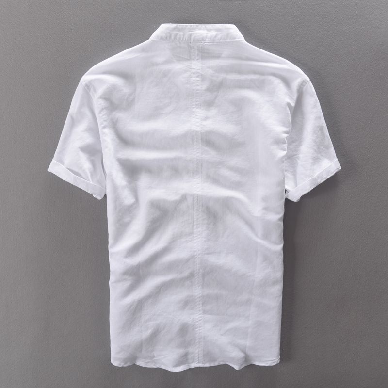 Frieed Mens Linen Chinese Style Short Sleeve Stylish Summer T-Shirt Tee