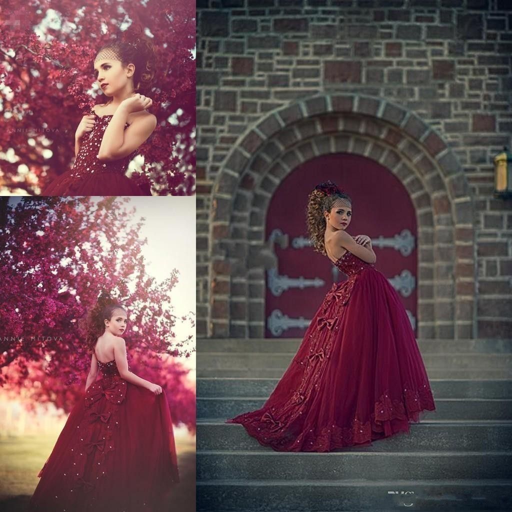 burgundy girls dress