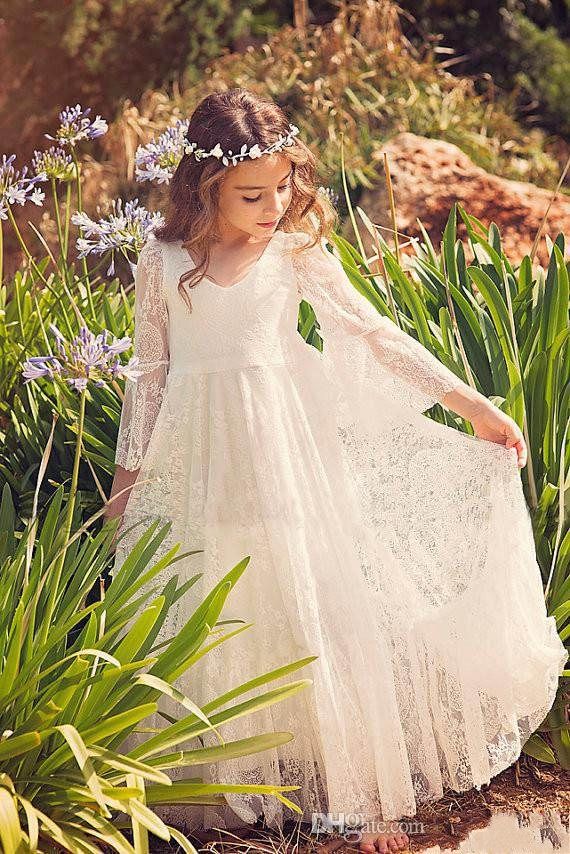 Acquistare Abito Prima Comunione Flower Girl Abito In Pizzo Bianco Boho  Chic Vestito Ragazze // Abito In Pizzo Bambine E Bambini Economico |  Consegna Veloce E Qualità | It.Dhgate